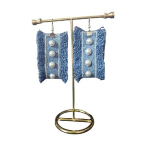 Denim Earring with Pearls - Image 1