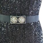 Pearl and stone embroidered elasticated belt