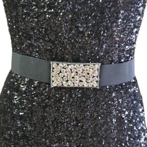 Elasticated belt with crystal stone embroidery