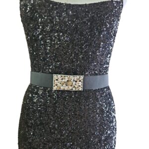 Elasticated belt with crystal and LCT stone embroidery