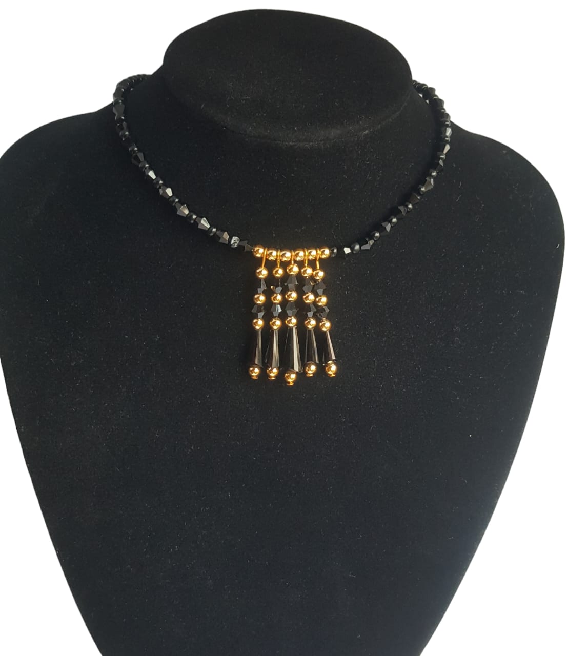 Black and gold choker necklace