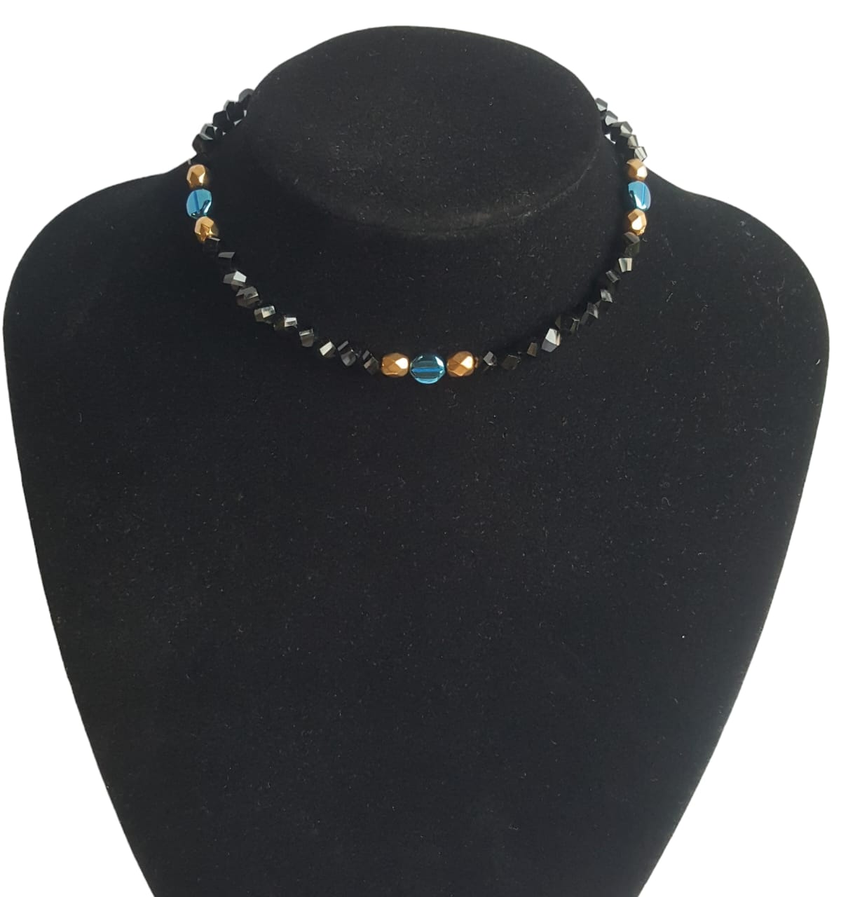 Black and blue choker necklace