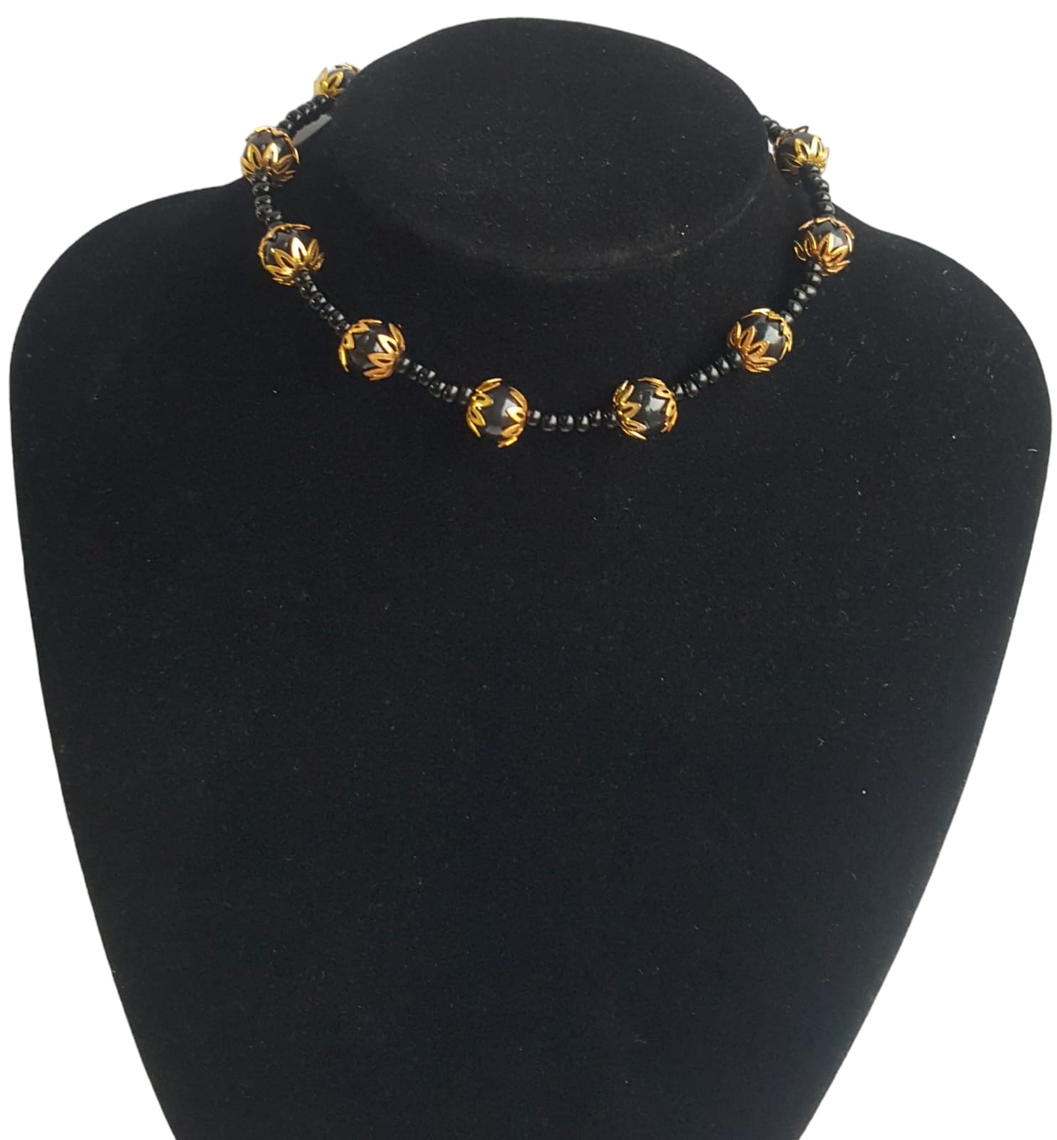 Black and gold choker necklace