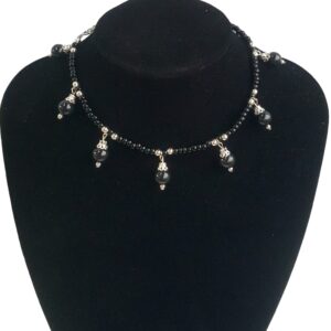 Black and antique silver choker necklace - Image 1