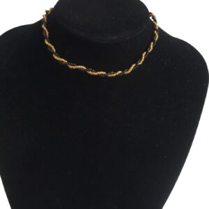 Handcrafted black and gold twisted choker necklace